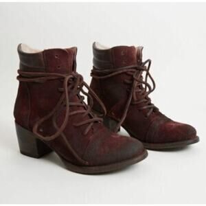 Freebird Cage maroon suede lace up booties